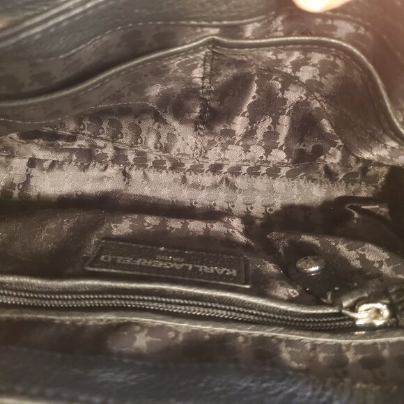 Karl Lagerfeld Black Handbag with Handle and Pearl Accents - Picture 7 of 7